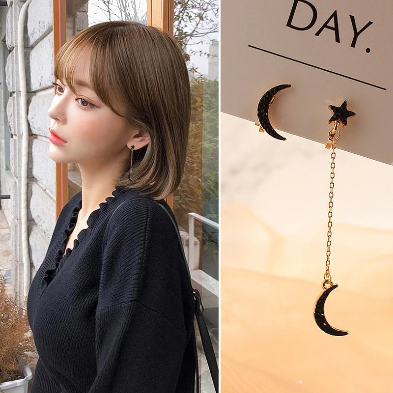 Full Rhinestone Hot Style 1Pair Star Moon High Quality Asymmetric Hot Sale Black Crystal Long Seaside Drop Earrings
Full Rhinestone Hot Style 1Pair Star Moon High Quality Asymmetric Hot Sale Black Crystal Long Seaside Drop Earrings