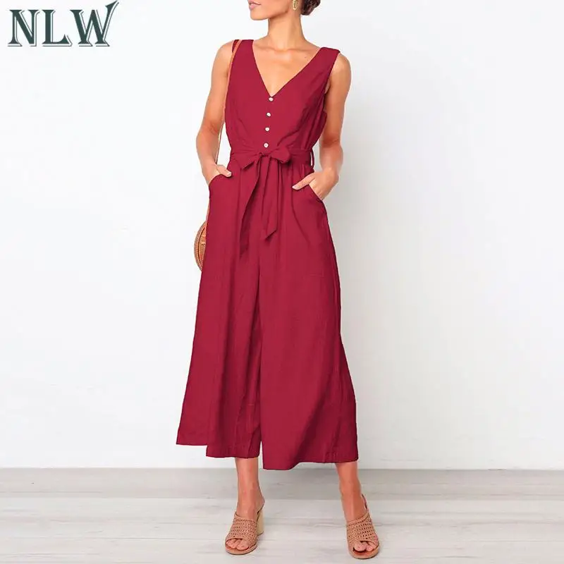 NLW Solid Summer 2019 Beach Women Jumpsuits Bow Elegant Female Jumpsuit Rompers Wide Leg Romper
NLW Solid Summer 2019 Beach Women Jumpsuits Bow Elegant Female Jumpsuit Rompers Wide Leg Romper