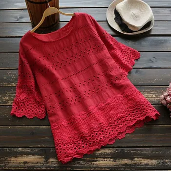 2019 New Fashion Women Hollow Out Summer Shirt Round Neck Short Sleeve Blouse Solid Flare Sleeve Embroidery Casual Tops
2019 New Fashion Women Hollow Out Summer Shirt Round Neck Short Sleeve Blouse Solid Flare Sleeve Embroidery Casual Tops
