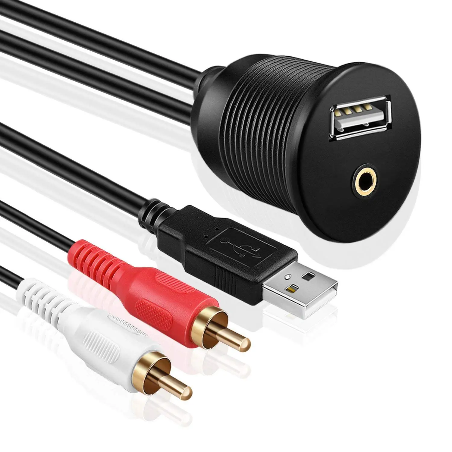 USB RCA Flush Mount Cable - Dashboard Panel Dash Mount Port USB + RCA to USB + 3.5mm AUX Socket Jack Plug Connector Extension
USB RCA Flush Mount Cable - Dashboard Panel Dash Mount Port USB + RCA to USB + 3.5mm AUX Socket Jack Plug Connector Extension
