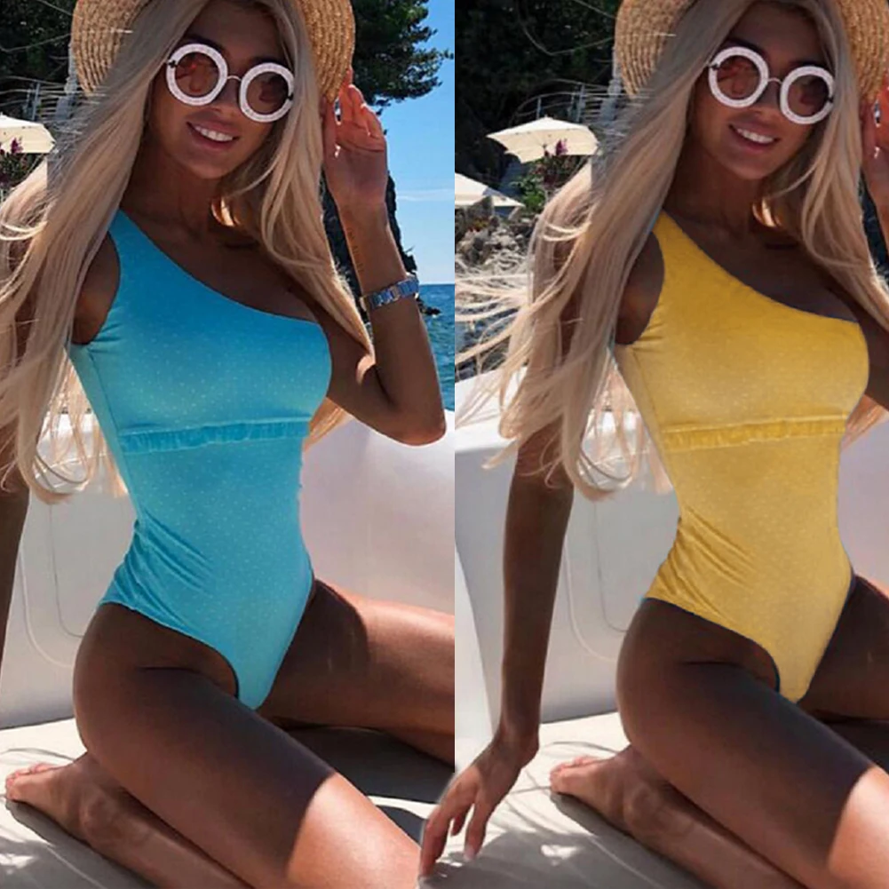 Summer Womens Solid One Shoulder Ruffled High Waist Bikini Set Push Up Swimsuit Bathing Suit Swimwear Beach Wear 
Summer Womens Solid One Shoulder Ruffled High Waist Bikini Set Push Up Swimsuit Bathing Suit Swimwear Beach Wear