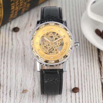 Diamond-encrusted Mechanical Watch Golden Transparent Dial Automatic-self-winding Watch Leather Band Business Style Clock
Diamond-encrusted Mechanical Watch Golden Transparent Dial Automatic-self-winding Watch Leather Band Business Style Clock