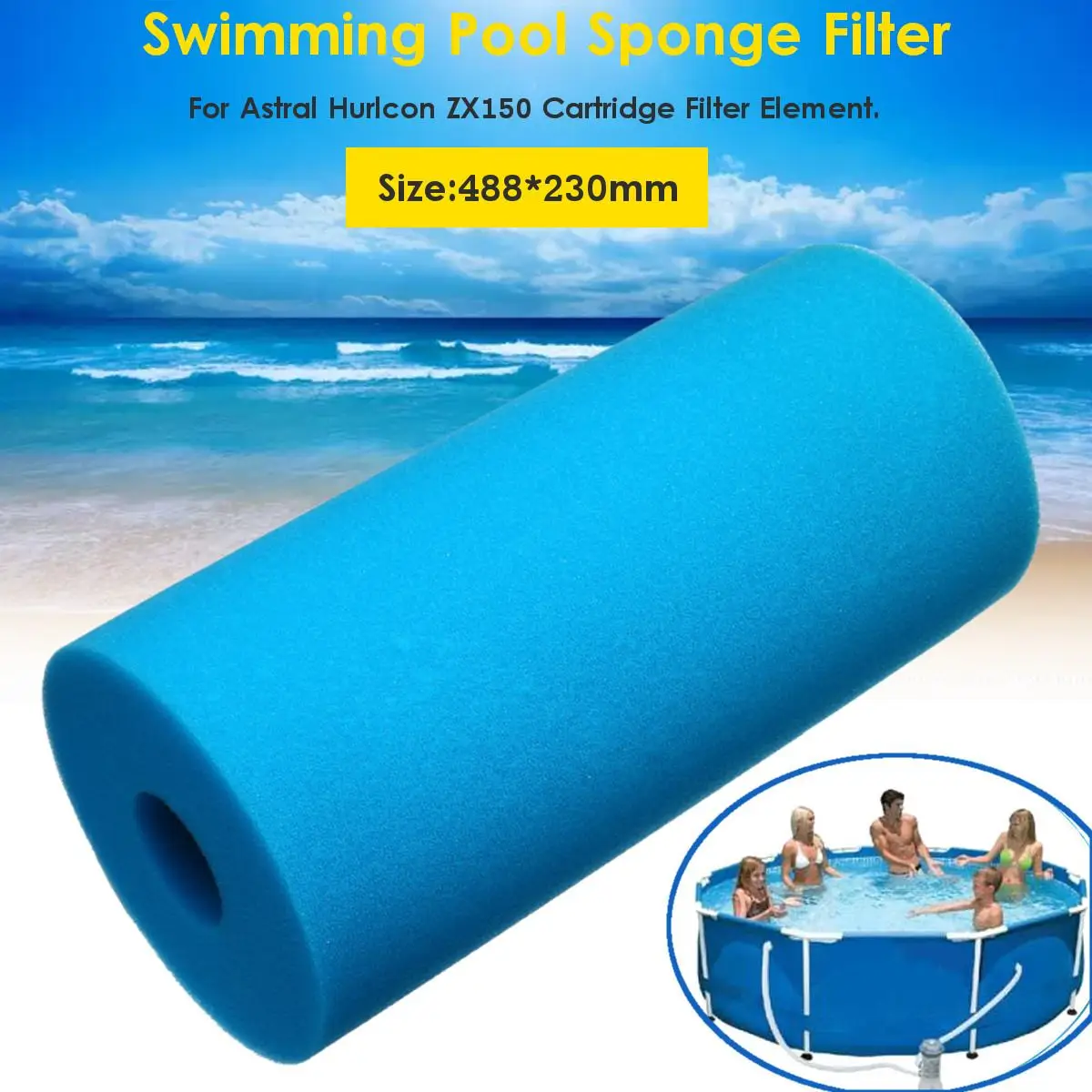 488x230x75mm Swimming Pool Sponge Filter Suitable For Astral Hurlcon ZX150 Cartridge Filter Element Blue Pool Accessory New
488x230x75mm Swimming Pool Sponge Filter Suitable For Astral Hurlcon ZX150 Cartridge Filter Element Blue Pool Accessory New
