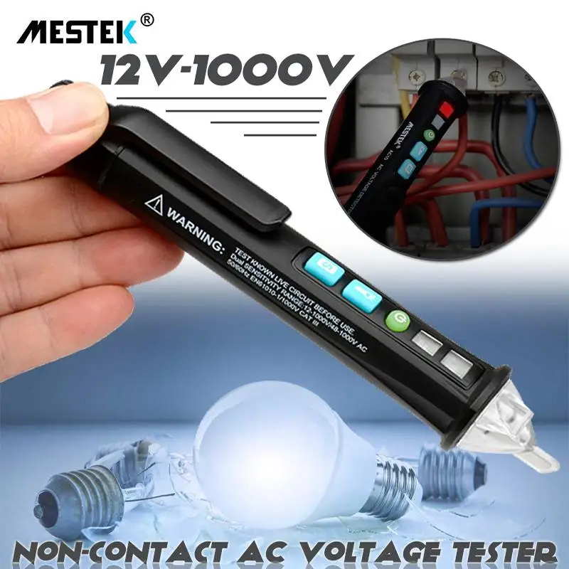 MESTEK AC10 AC Voltage Tester Pen Non-Contact Volt Detector Stick Adjustable Range Soundlight Alert 12V~1000V with Flashlight
MESTEK AC10 AC Voltage Tester Pen Non-Contact Volt Detector Stick Adjustable Range Soundlight Alert 12V~1000V with Flashlight