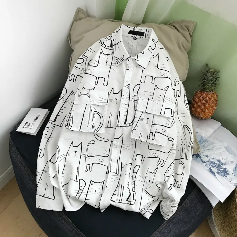 2019 Spring And Summer New Fashion Ins Kitten Cartoon Pattern Doodle Thin Long Sleeve Male Hot Shirt streetwear Free shipping
2019 Spring And Summer New Fashion Ins Kitten Cartoon Pattern Doodle Thin Long Sleeve Male Hot Shirt streetwear Free shipping