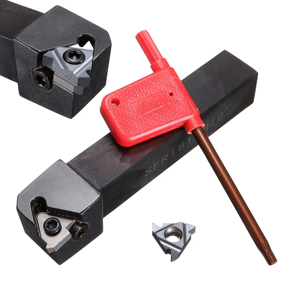 SER1616H16 Holder Lathe Turning Tool Threading Tool + 16ER AG60 Blade Insert + Wrench
SER1616H16 Holder Lathe Turning Tool Threading Tool + 16ER AG60 Blade Insert + Wrench