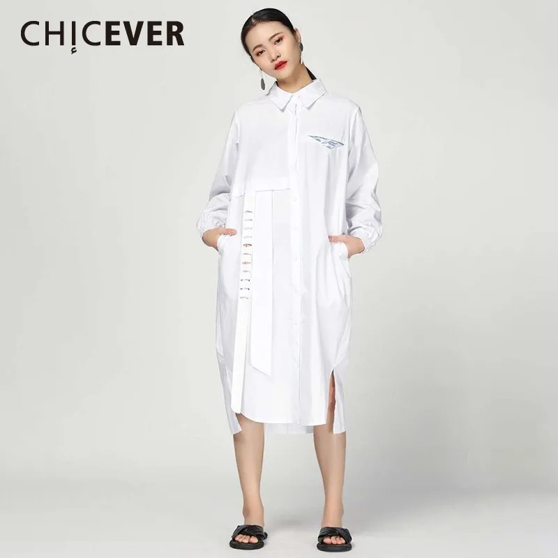 CHICEVER Spring Women Dress Lapel Long Sleeve Button Pockets Patchwork Ribbon Loose Slim Split Hem Female Dersses 2019 Fashion
CHICEVER Spring Women Dress Lapel Long Sleeve Button Pockets Patchwork Ribbon Loose Slim Split Hem Female Dersses 2019 Fashion