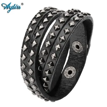 2017 Ayliss 14.5-15.5" Multi Layers Rivet Strap Cuff Wrap Punk Biker Black Genuine Leather Bracelet Wristband For Men Women 1pc
2017 Ayliss 14.5-15.5" Multi Layers Rivet Strap Cuff Wrap Punk Biker Black Genuine Leather Bracelet Wristband For Men Women 1pc