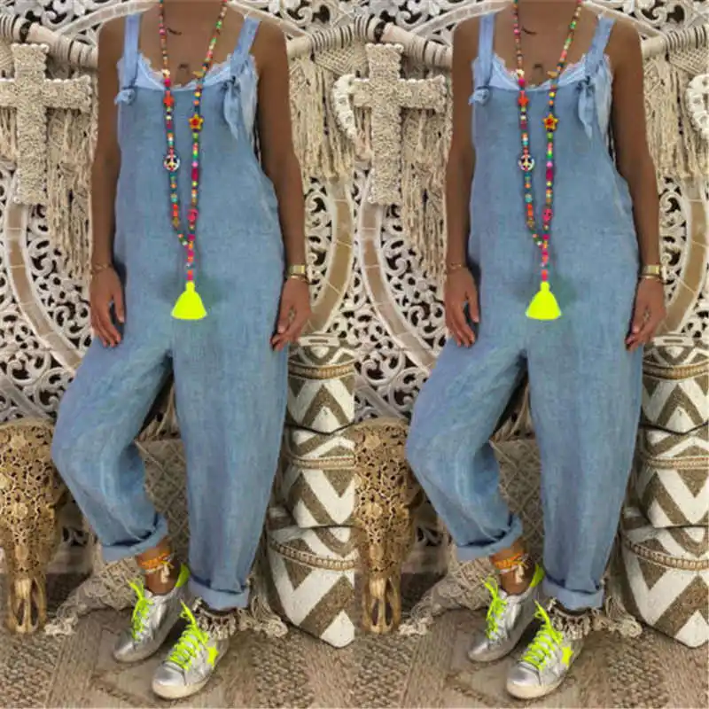 Women Fashion Solid Sleeveless Casual Loose Denim Cotton Jumpsuit Dungarees Playsuit Trousers Overalls Summer Autumn Clothes
Women Fashion Solid Sleeveless Casual Loose Denim Cotton Jumpsuit Dungarees Playsuit Trousers Overalls Summer Autumn Clothes