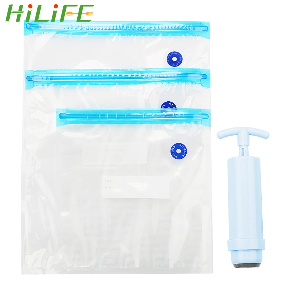 HILIFE Manual Vacuum Pump Kitchen Organizer Vacuum Food Fresh Bag Refrigerator Bags Vacuum Sealer Reusable Food Storage Bag
HILIFE Manual Vacuum Pump Kitchen Organizer Vacuum Food Fresh Bag Refrigerator Bags Vacuum Sealer Reusable Food Storage Bag