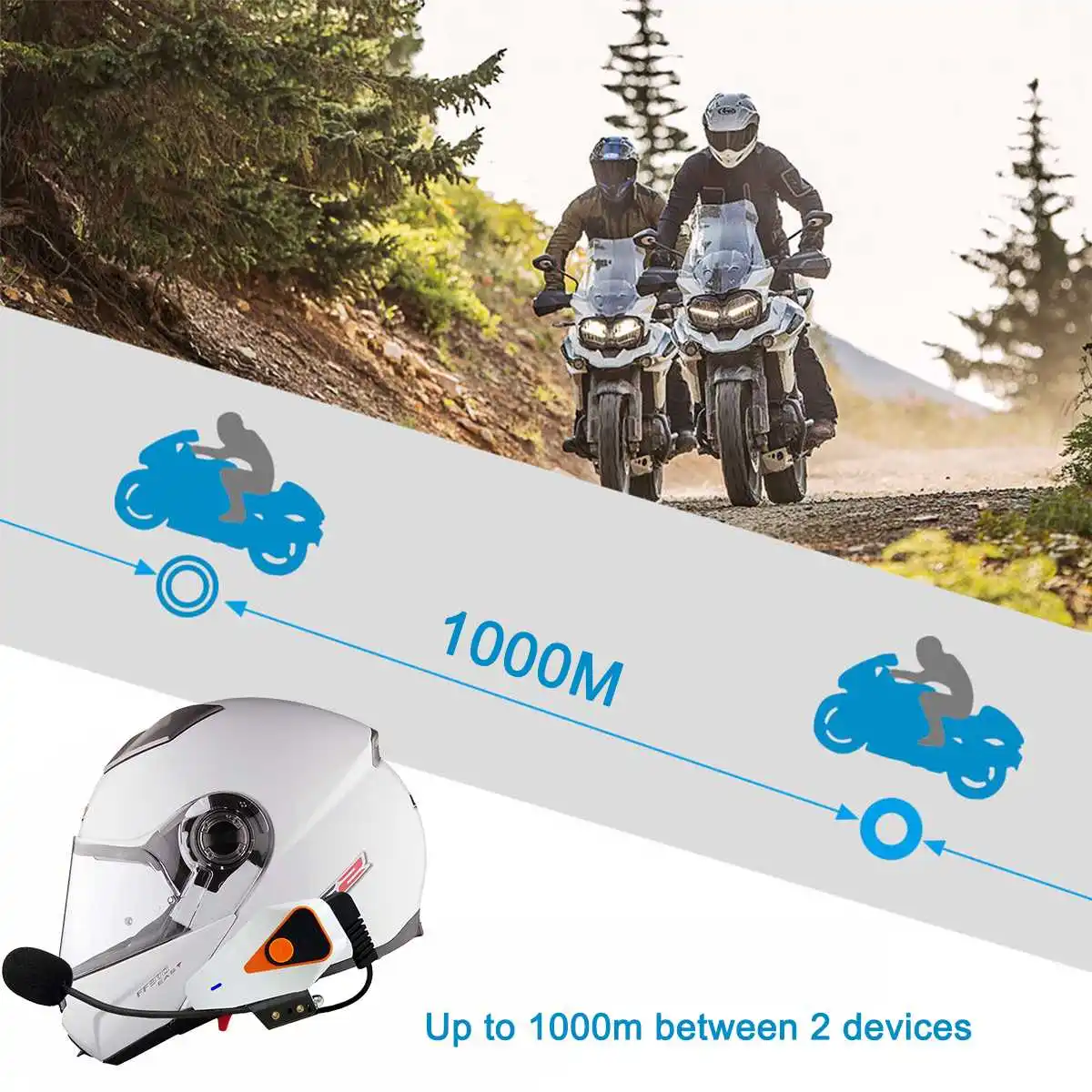 1000M Bluetooth 3.0 EDR Waterproof Motorcycle Helmet Interphone Intercom Radio Headset 750mAh Intercom moto Motorcycle Intercom
1000M Bluetooth 3.0 EDR Waterproof Motorcycle Helmet Interphone Intercom Radio Headset 750mAh Intercom moto Motorcycle Intercom