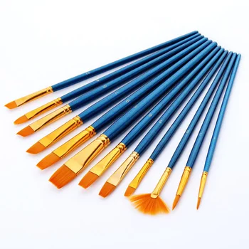12Pcs/Set Nylon Different Head Watercolor Paint Brushes Blue Black Handle Gouache Painting Artistic Brushes School Art Supplies
12Pcs/Set Nylon Different Head Watercolor Paint Brushes Blue Black Handle Gouache Painting Artistic Brushes School Art Supplies