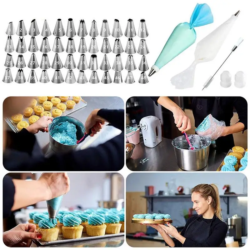 64 Pieces Cake Decorating Kit Baking Tool Piping Tips Flower Pastry Icing Bag Nozzle
64 Pieces Cake Decorating Kit Baking Tool Piping Tips Flower Pastry Icing Bag Nozzle