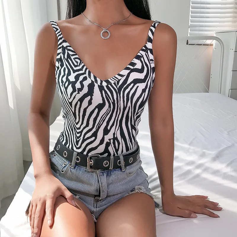 Women Zebra Pattern Print Bodysuit Solid Skinny Sleeveless Backless Playsuit Summer Streetwear Bodysuit Women Summer Jumpsuit
Women Zebra Pattern Print Bodysuit Solid Skinny Sleeveless Backless Playsuit Summer Streetwear Bodysuit Women Summer Jumpsuit