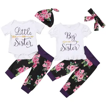 New Cute Sister Match Clothes Big/Little Sister Short Sleeve Romper T-shirt Tops Floral Pant 3PCS Set Family Match Clothing
New Cute Sister Match Clothes Big/Little Sister Short Sleeve Romper T-shirt Tops Floral Pant 3PCS Set Family Match Clothing