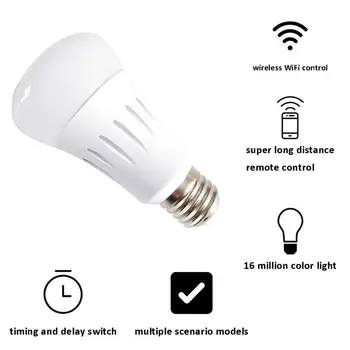 

Wireless WiFi Smart Remote Control Light Bulb Voice Controlled Multicolored Dimmable LED Bulbs E14 E26 E27 B22 LED Lamp