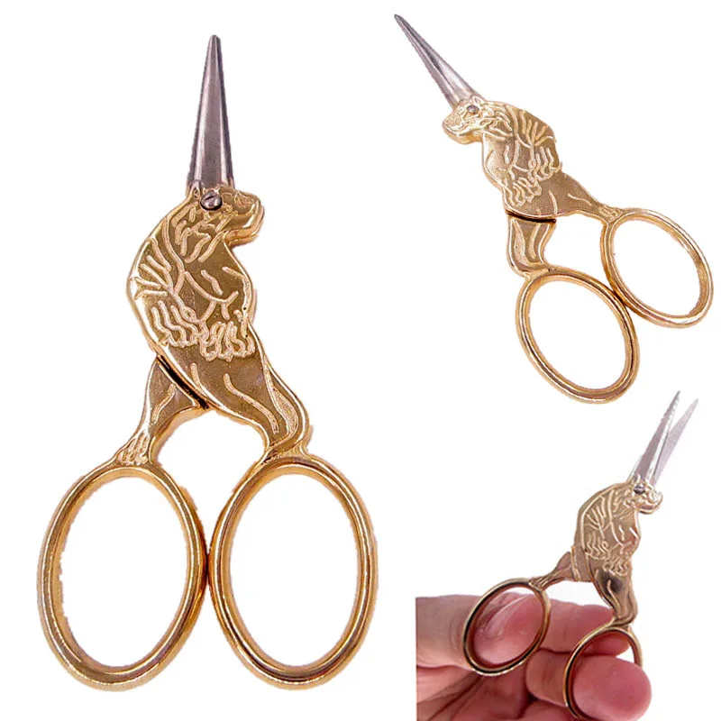 Dressmake Needlework Fancywork Gold Tiger Yarn shear Scissor cross stitch fabric Tailor Trim Thread Cut embroidary Thrum Sewing |