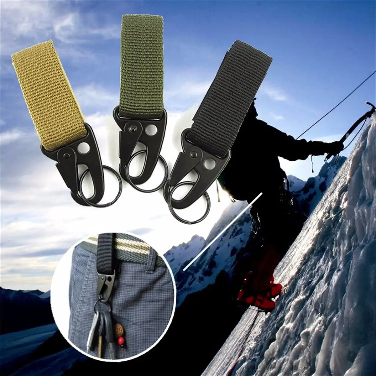 Carabiner Hook Webbing Buckle Nylon Molle Belt Hanging Key Ring Outdoor Tool Khaki/black/army green color
Carabiner Hook Webbing Buckle Nylon Molle Belt Hanging Key Ring Outdoor Tool Khaki/black/army green color
