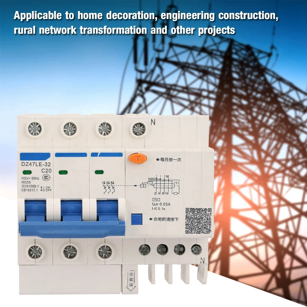 DZ47LE-32 3P+N C20 Leakage Protection Current Circuit Breaker 400V 20A circuit breaker dc wifi circuit breaker car circuit break
DZ47LE-32 3P+N C20 Leakage Protection Current Circuit Breaker 400V 20A circuit breaker dc wifi circuit breaker car circuit break