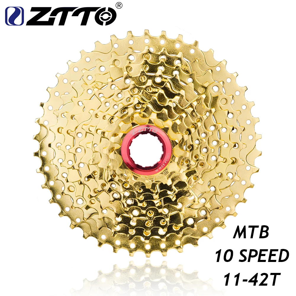 Фото ZTTO 11-42T 10 Speed Wide Ratio MTB Mountain Bike Bicycle Gold Golden Cassette Sprockets for Parts m6000 m610 m675 m780 K7 | Спорт и