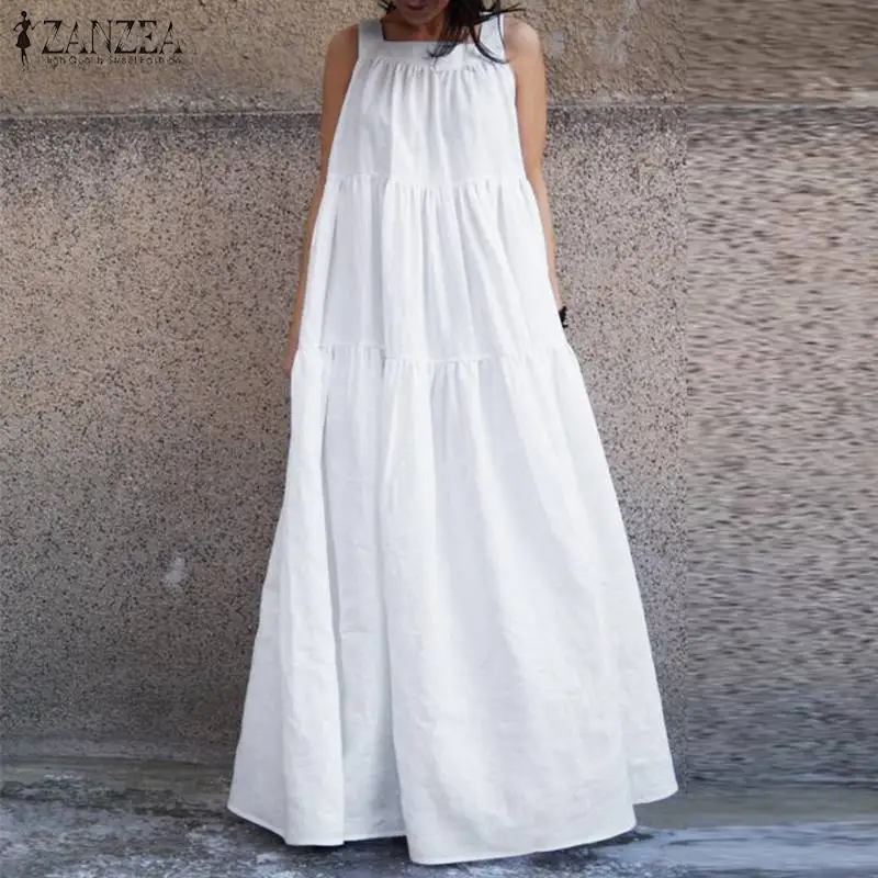ZANZEA Women White Dress 2019 Summer Sundress Spaghetti Stap Ruffles Long Maxi Dresses Sarafans Belt Vestidos Party Robe Femme
ZANZEA Women White Dress 2019 Summer Sundress Spaghetti Stap Ruffles Long Maxi Dresses Sarafans Belt Vestidos Party Robe Femme