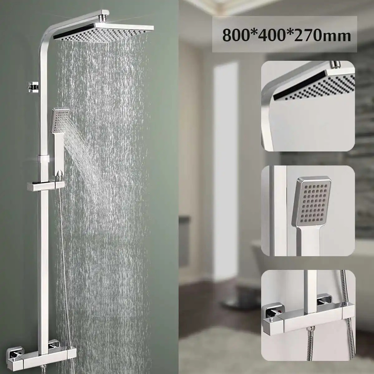 Modern Bathroom Rainfall Thermostatic Shower Faucet Set Wall Mounted Square Chrome Waterfall Hand Spray Shower Arm Mixer Tap
Modern Bathroom Rainfall Thermostatic Shower Faucet Set Wall Mounted Square Chrome Waterfall Hand Spray Shower Arm Mixer Tap