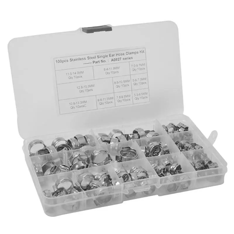 100pcs 10 Size Stainless Steel Fuel Pipe Clips Auto Car Repair Tool Kit Single Ear Hose Clamps Air Pipe O Clips Car Accessories
100pcs 10 Size Stainless Steel Fuel Pipe Clips Auto Car Repair Tool Kit Single Ear Hose Clamps Air Pipe O Clips Car Accessories