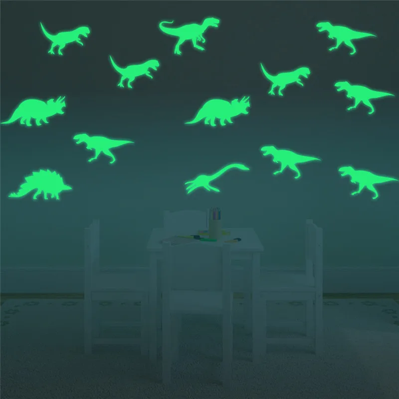 Фото 9 шт./компл. Светящиеся в темноте динозавры игрушечные лошадки наклейки живопись