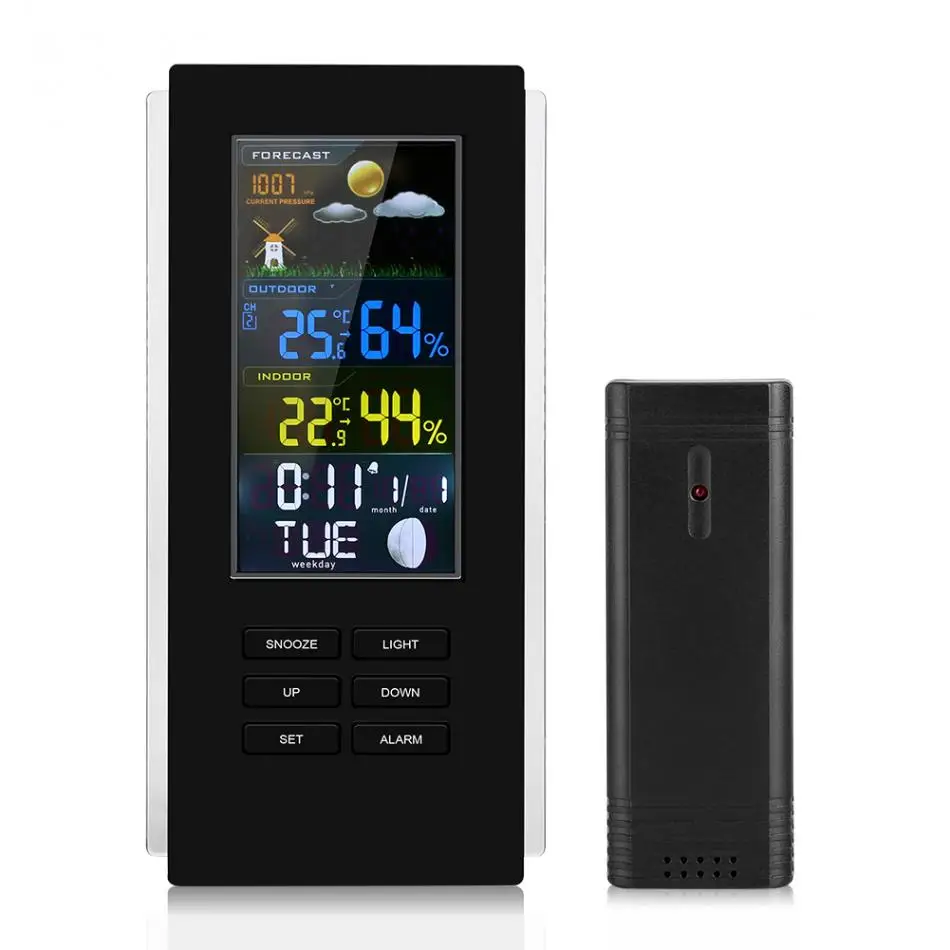 TS-74 Wireless Thermometer Hygrometer Touch Screen Weather Station Thermometer Outdoor Forecast Sensor Clock.
TS-74 Wireless Thermometer Hygrometer Touch Screen Weather Station Thermometer Outdoor Forecast Sensor Clock.