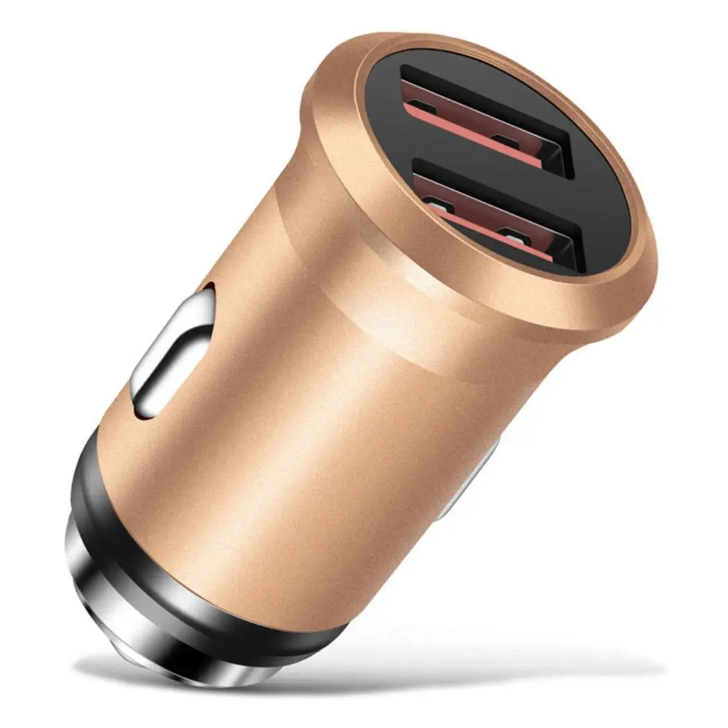 Автомобильное зарядное устройство 5V 2.4A Mini Dual 2 Port USB серебро красный золотой синий