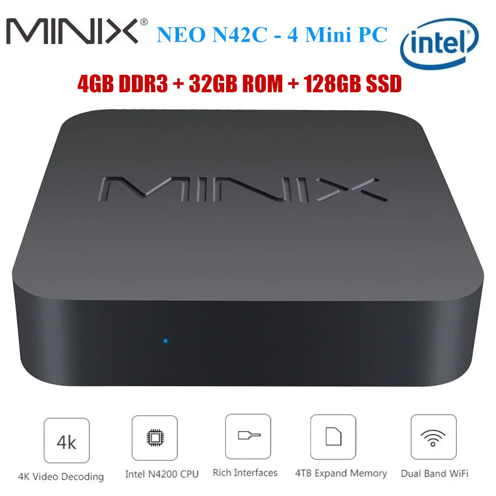 

MINIX NEO N42C-4 Mini PC Windows 10 Pro Intel Apollo Lake J4205 4GB DDR3 32GB eMMC 128GB SSD 2.4GHz+5GHz WiFi 1000Mbps USB3.0 BT