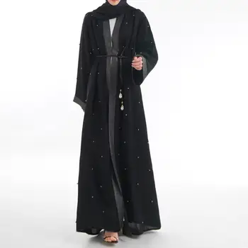 MISSKY Women Long Front Opening Beaded Dress Muslim Style Dress Long Sleeve Female Clothes
MISSKY Women Long Front Opening Beaded Dress Muslim Style Dress Long Sleeve Female Clothes