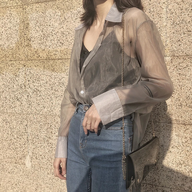 Women Solid Transparent Thin Blouses Shirts Cardigans Female Full Sleeve Soft Tops Blouses Girls 2019 Summer
Women Solid Transparent Thin Blouses Shirts Cardigans Female Full Sleeve Soft Tops Blouses Girls 2019 Summer
