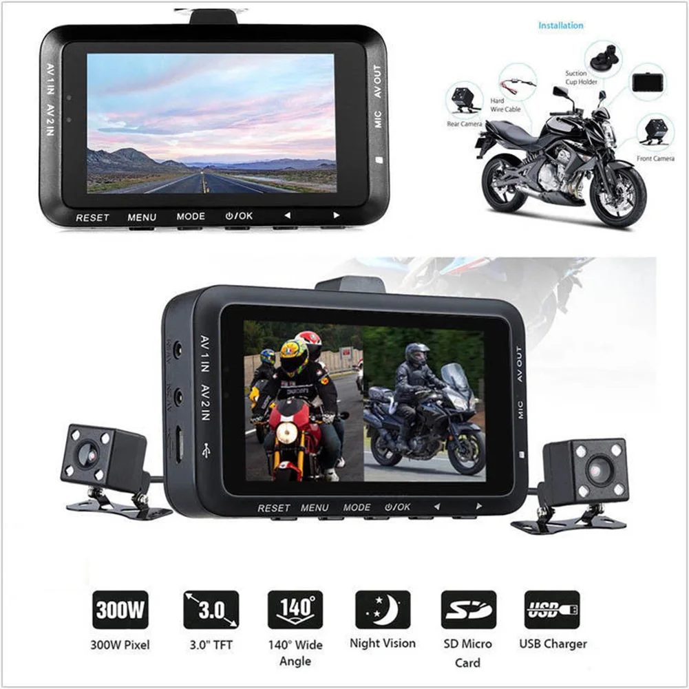 Dual Cameras G-sensor Waterproof Video Recorder HD Action Camera LCD Mini Driving Recorder Motorcycle DV168 Loop Record
Dual Cameras G-sensor Waterproof Video Recorder HD Action Camera LCD Mini Driving Recorder Motorcycle DV168 Loop Record