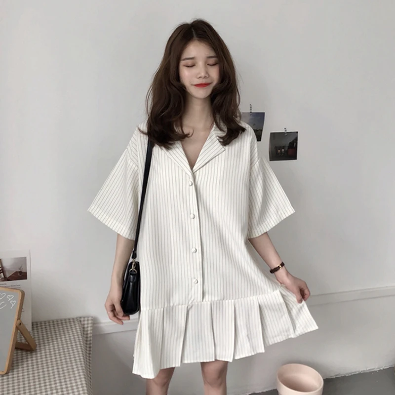 Lychee Girls Striped Button Short Sleeve Summer Women Dress Tailored Collar Dress Causal A Line Dress Female
Lychee Girls Striped Button Short Sleeve Summer Women Dress Tailored Collar Dress Causal A Line Dress Female