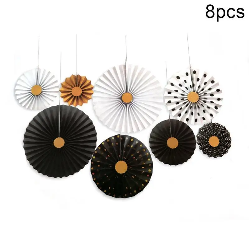 8PCS/Set Paper Fan Shaped Flower Party Wedding Background Hot Stamping Black And White Gold Decoration
8PCS/Set Paper Fan Shaped Flower Party Wedding Background Hot Stamping Black And White Gold Decoration