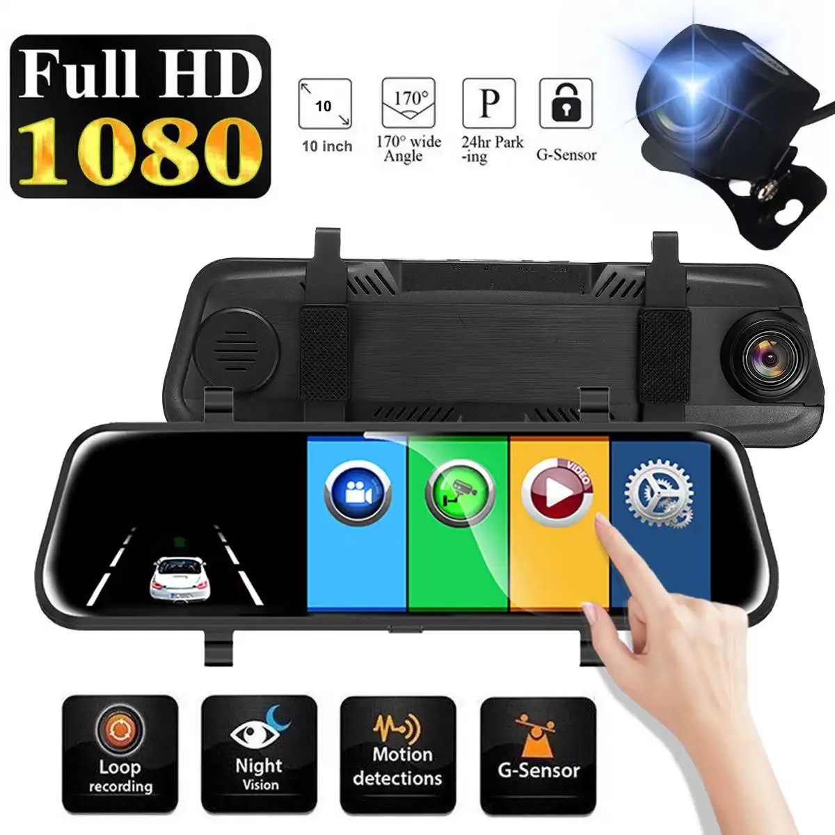 Full HD 1080P 10 inch Car DVR Camera Streaming Media Rearview Mirror Dual Lens Driving Video Recorder Touch Screen Night Vision
Full HD 1080P 10 inch Car DVR Camera Streaming Media Rearview Mirror Dual Lens Driving Video Recorder Touch Screen Night Vision