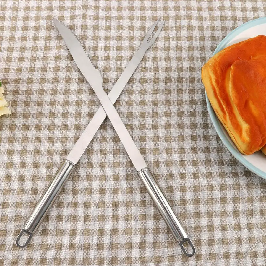 2Pcs Stainless Steel Fork Knife Barbecue BBQ Skewers Home Cooking Barbecue Tool Grill Accessories
2Pcs Stainless Steel Fork Knife Barbecue BBQ Skewers Home Cooking Barbecue Tool Grill Accessories