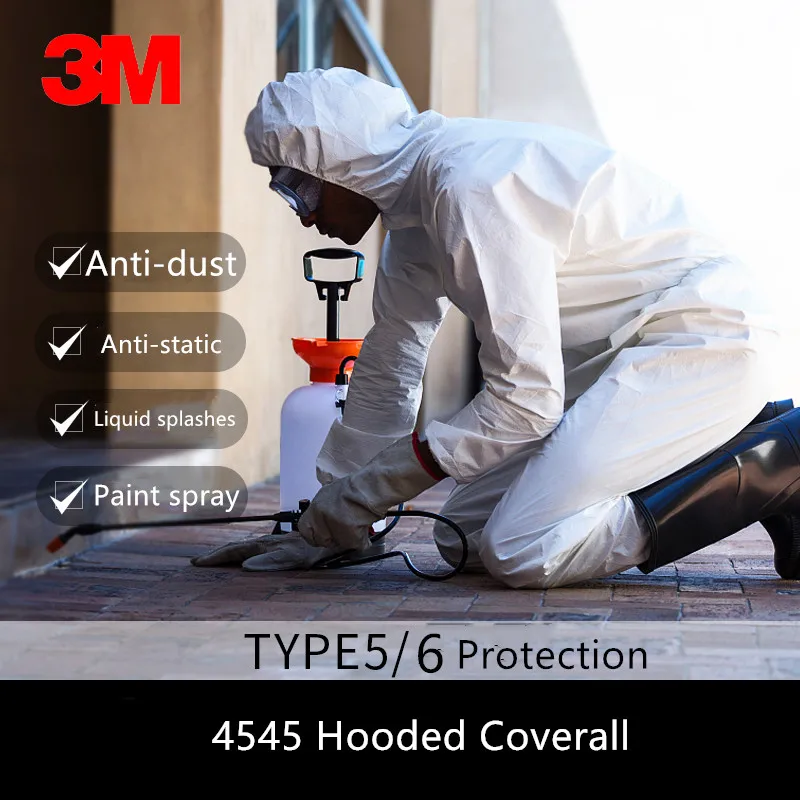 3M 4545 Disposable Hooded Protective Coverall Safety Anti-static Limited Liquid Splashes Infective Agents Workwear Micro Pores
3M 4545 Disposable Hooded Protective Coverall Safety Anti-static Limited Liquid Splashes Infective Agents Workwear Micro Pores