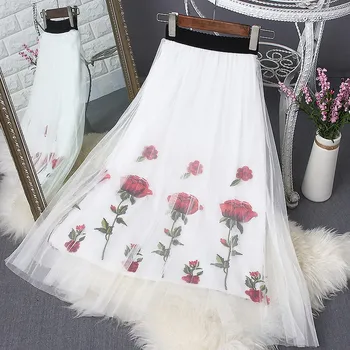 Women Fashion Vintage Skirts Black White Floral Mesh Embroidery Saia A Line Skirts Casual Summer Bohemian Midi Skirt
Women Fashion Vintage Skirts Black White Floral Mesh Embroidery Saia A Line Skirts Casual Summer Bohemian Midi Skirt