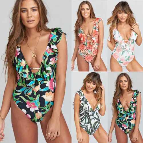 New Women One Piece V-neck Push Up Padded Bra Bikini Monokini Backless Ruffles Floral Swimwear Swimsuit Beachwear
New Women One Piece V-neck Push Up Padded Bra Bikini Monokini Backless Ruffles Floral Swimwear Swimsuit Beachwear
