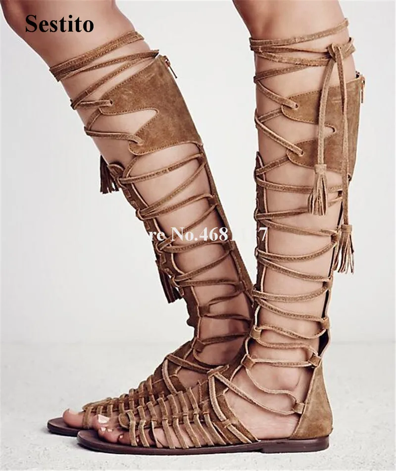 Women Summer New Fashion Open Toe Suede Leather Flat Gladiator Boots Cut-out Straps Cross Long Sandal Boots Bohemia Boots
Women Summer New Fashion Open Toe Suede Leather Flat Gladiator Boots Cut-out Straps Cross Long Sandal Boots Bohemia Boots