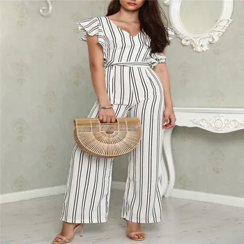 Striped Summer Sleeveless Polyester Wide Leg Rompers one pieces Trendy Ladies Women Romper V-neck Ruffle striped Jumpsuit
Striped Summer Sleeveless Polyester Wide Leg Rompers one pieces Trendy Ladies Women Romper V-neck Ruffle striped Jumpsuit
