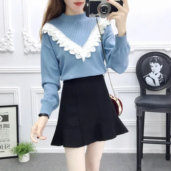 new short skirt Korean fashion suits women lace pullover sweater 2018 winter lotus leaf skirts two-piece outfit vestido girl
new short skirt Korean fashion suits women lace pullover sweater 2018 winter lotus leaf skirts two-piece outfit vestido girl