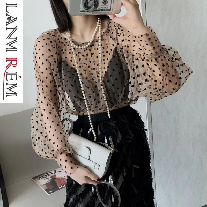 LANMREM 2019 new summer fashion korean styles women clothes lantern sleeves polka dots printd round neck see through shirt WG391
LANMREM 2019 new summer fashion korean styles women clothes lantern sleeves polka dots printd round neck see through shirt WG391