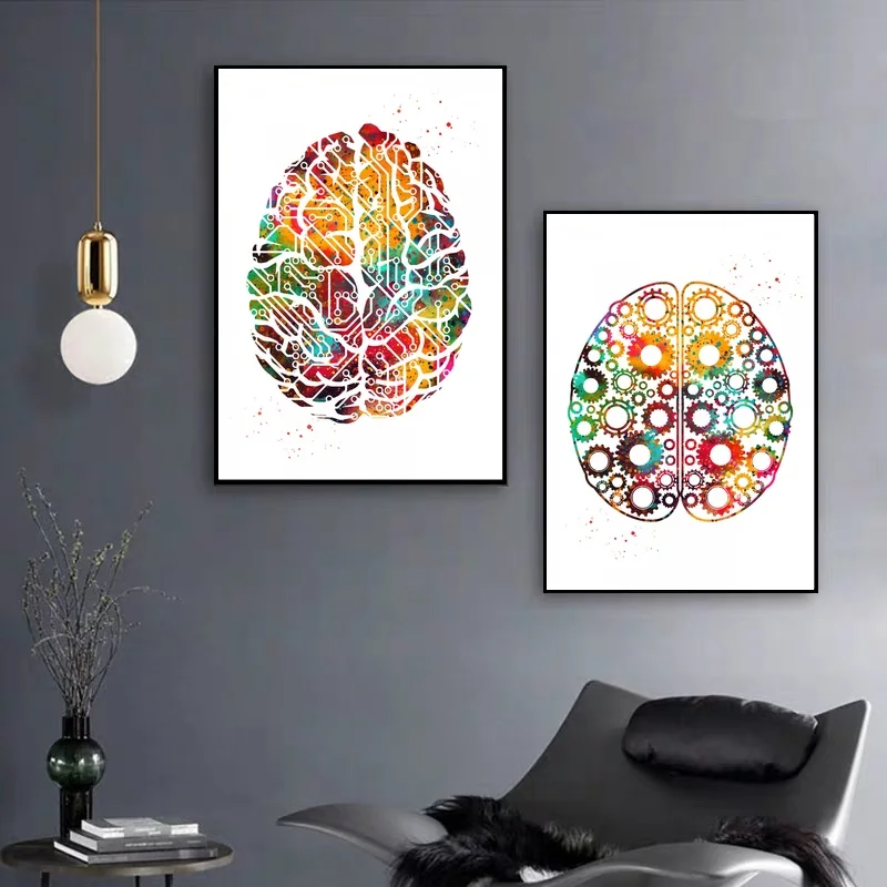 Watercolor ART Brain mechanism poster Circuit Brain Canvas Art Print Wall Pictures for Living Room No Frame
Watercolor ART Brain mechanism poster Circuit Brain Canvas Art Print Wall Pictures for Living Room No Frame