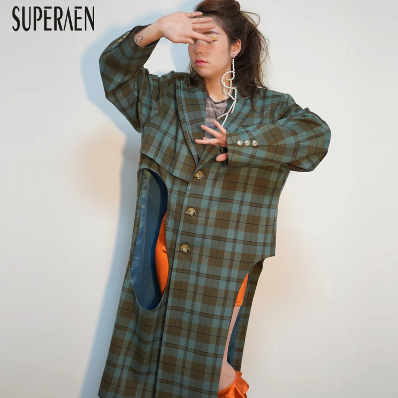 SuperAen New 2019 Spring Trench Coat for Women Cotton Wild Casual Fashion Asymmetrical Lattice Long Windbreaker Female
SuperAen New 2019 Spring Trench Coat for Women Cotton Wild Casual Fashion Asymmetrical Lattice Long Windbreaker Female