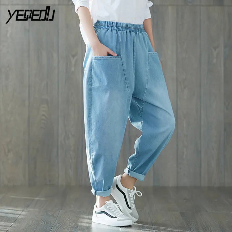 #4613 Summer Double Pockets Vintage Plus Size Cotton Denim Jeans Ladies High Waist Boyfriend Jeans For Women Harem Wide Leg
#4613 Summer Double Pockets Vintage Plus Size Cotton Denim Jeans Ladies High Waist Boyfriend Jeans For Women Harem Wide Leg