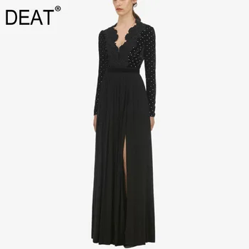DEAT 2020 new fashion women clothes V-neck lantern sleeves high waist slim floot length dress polka dots lace asymmetrical WC172
DEAT 2020 new fashion women clothes V-neck lantern sleeves high waist slim floot length dress polka dots lace asymmetrical WC172