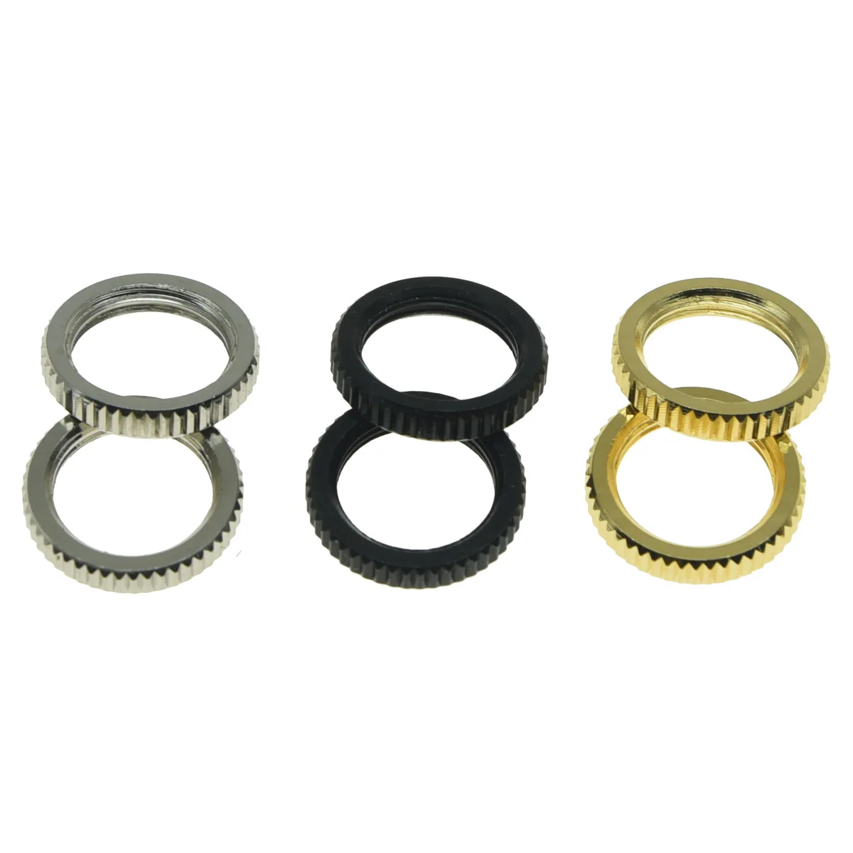 

Dopro Pack of 2 USA Spec 15/32" Fine Knurled Guitar Toggle Switch Nut Fits Switchcraft Switches Nickel/Black/Gold
